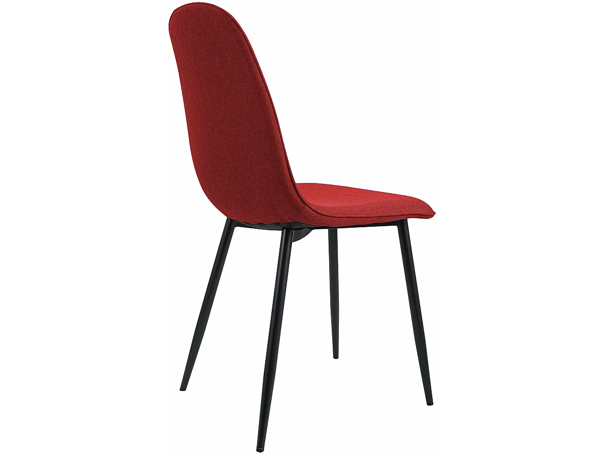 Lot de 4  chaise salle à manger - Tissu - Rouge - Maryam