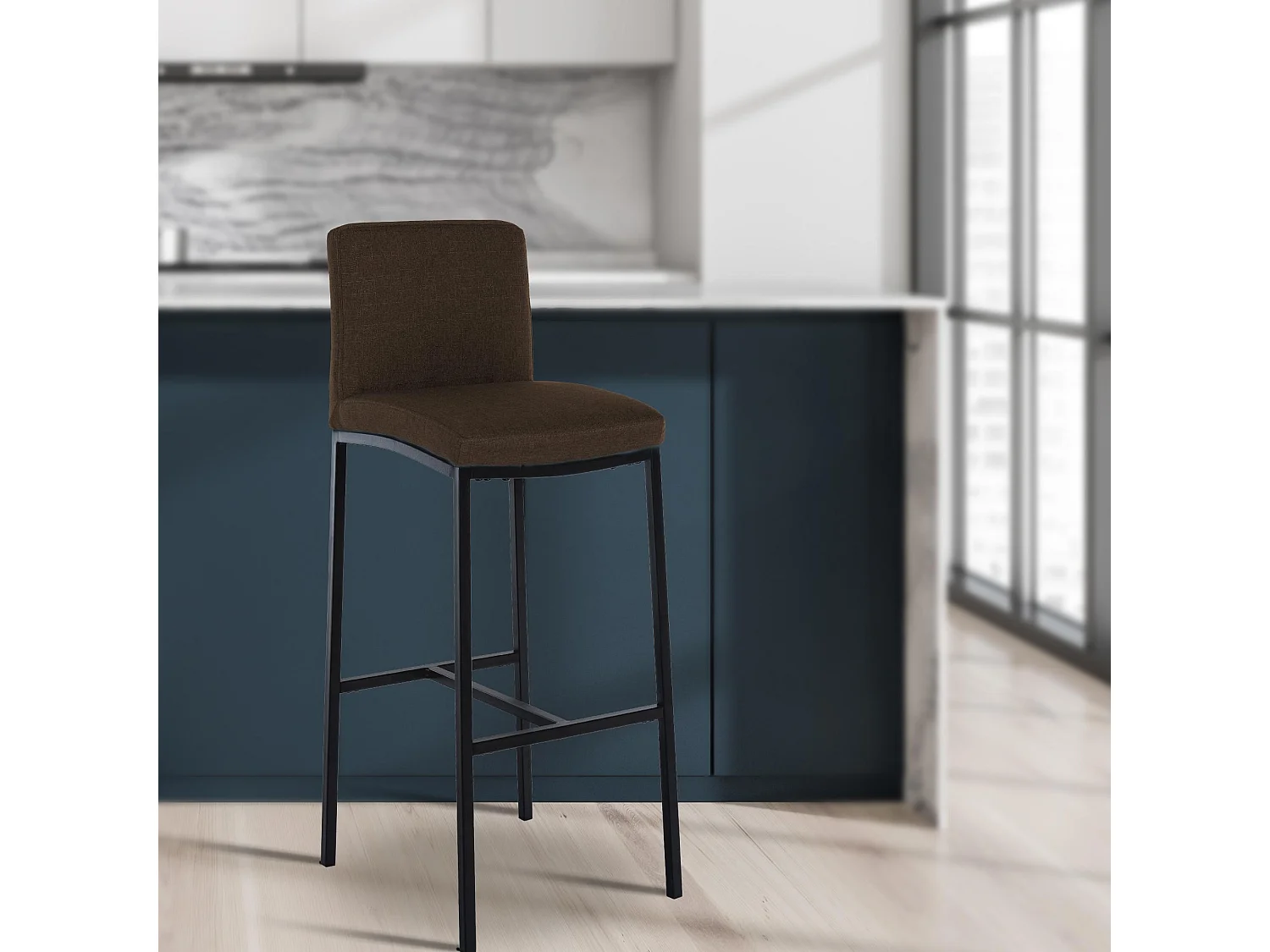 Lot de 2  Tabouret de bar - Tissu - Marron - Freeport