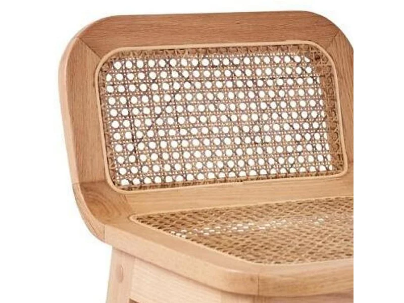 Set di sedie da bar e da isola in rovere con seduta in canna da 65 cm SANA