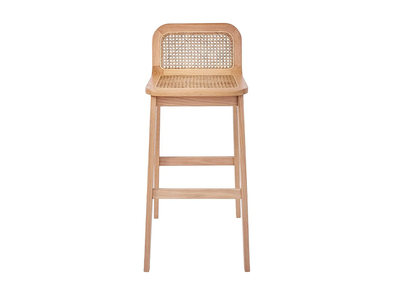 Set eikenhouten eiland- en barstoelen met 65 cm rieten zitting SANA