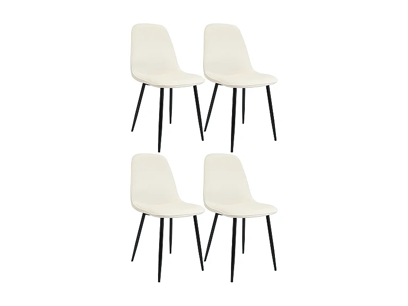 Lot de 4  chaise salle à manger - Velours - Crème - Maryam