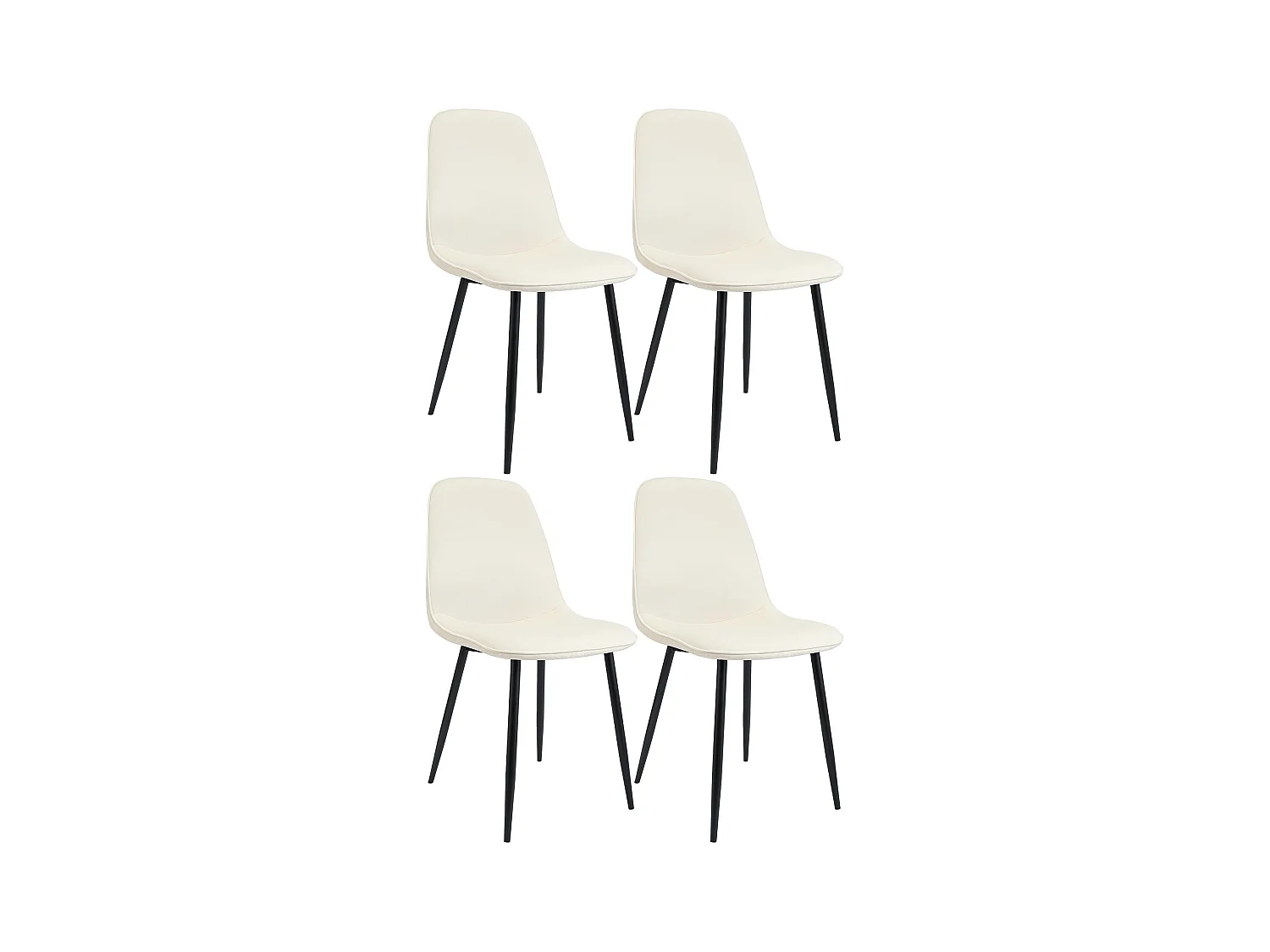 Lot de 4  chaise salle à manger - Velours - Crème - Maryam