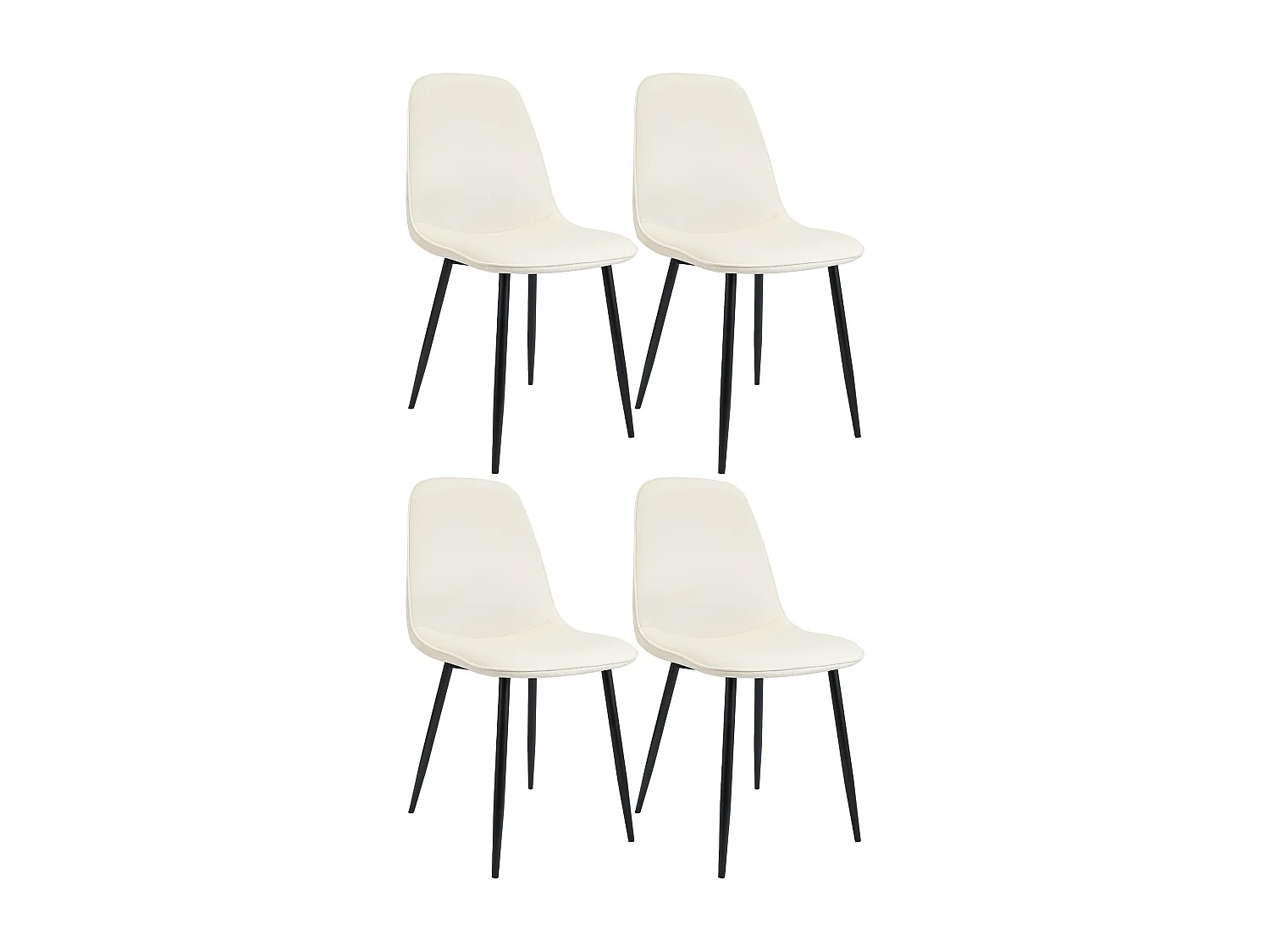 Lot de 4  chaise salle à manger - Velours - Crème - Maryam