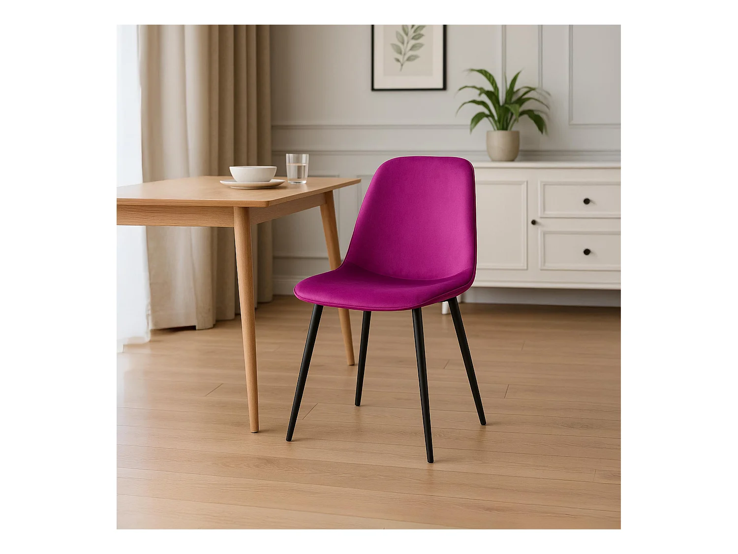 Lot de 4  chaise salle à manger - Velours - Violet - Maryam