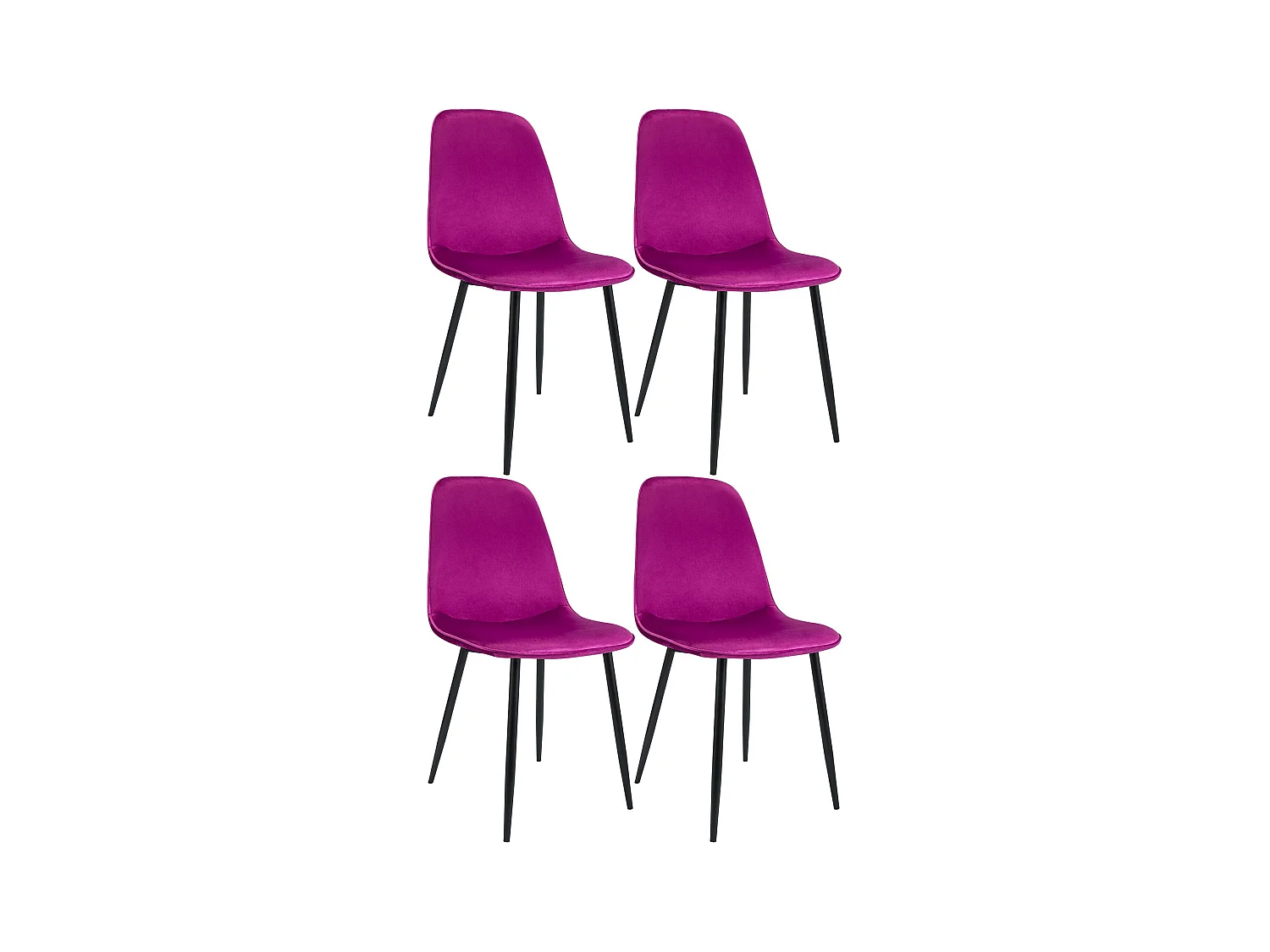 Lot de 4  chaise salle à manger - Velours - Violet - Maryam