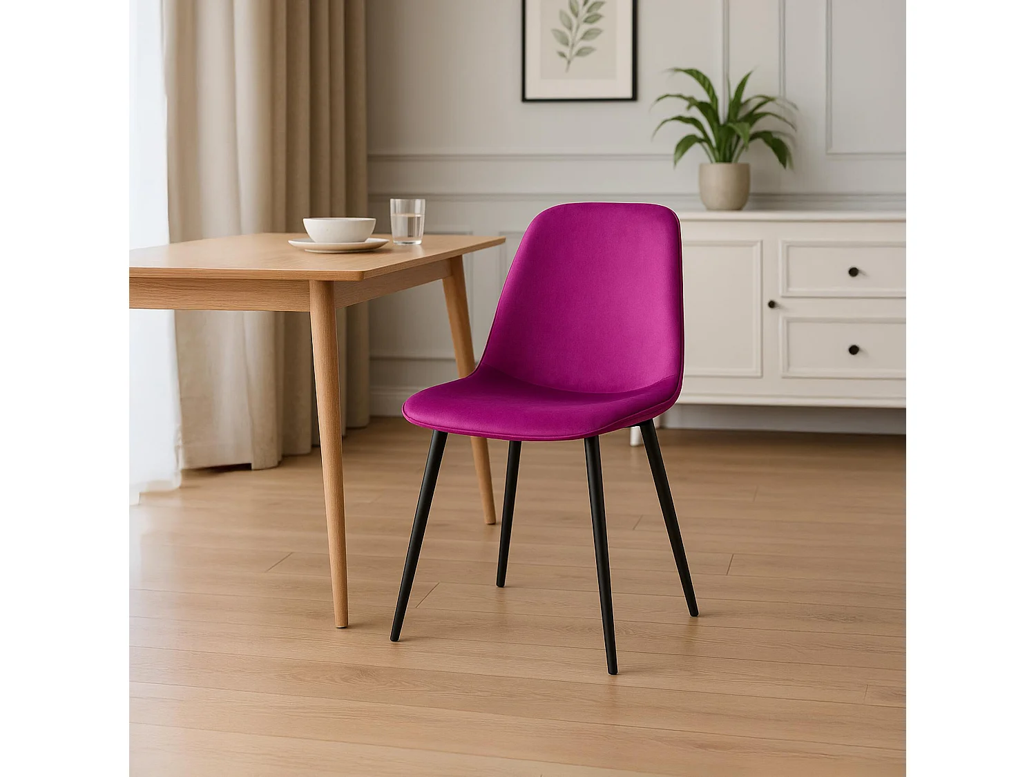 Lot de 4  chaise salle à manger - Velours - Violet - Maryam