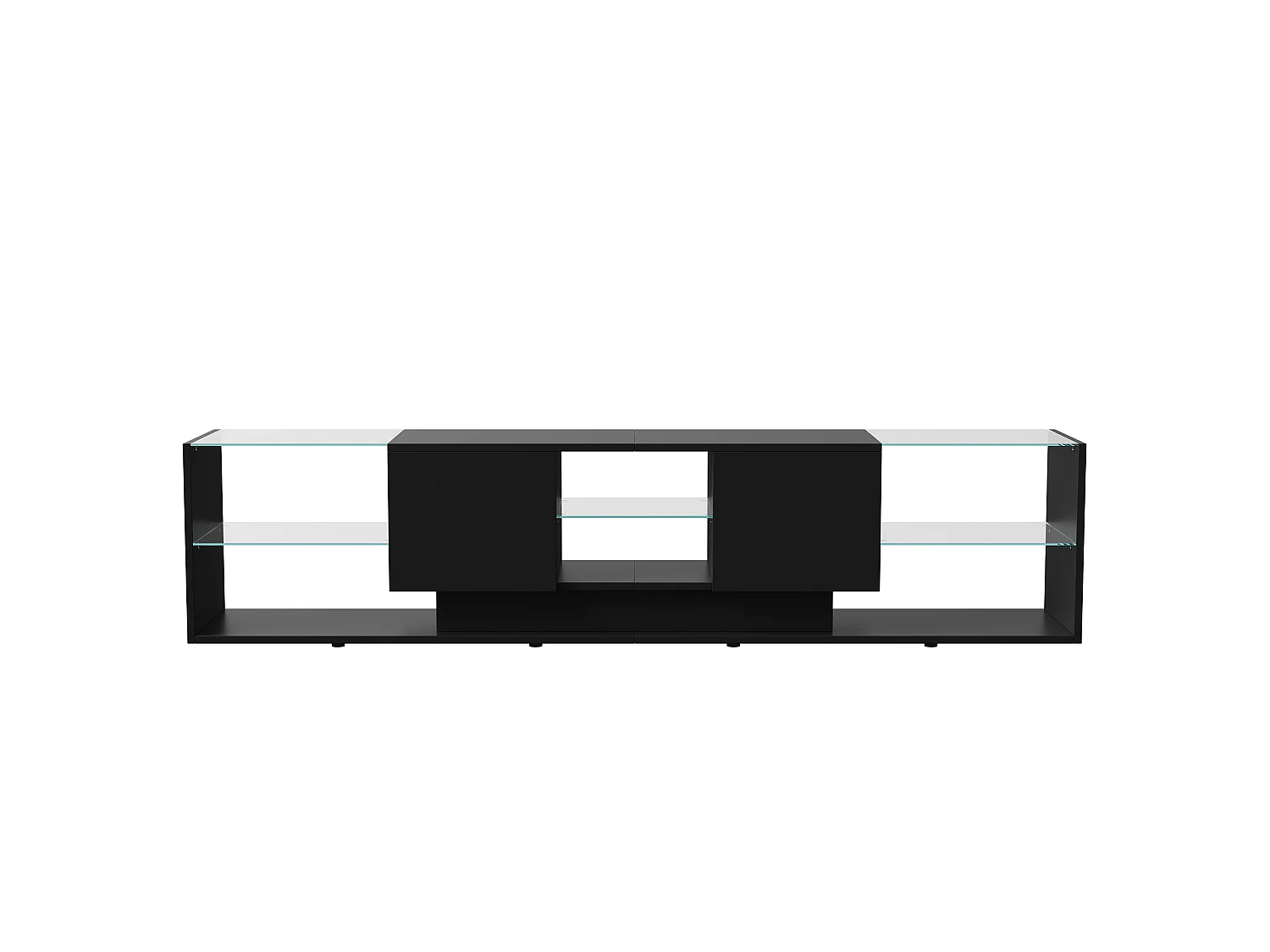 TV-meubel - NEXU - woonkamermeubel - TV-meubel voor de woonkamer - LED - 2 lades - gehard glazen plank - 200x35x45 cm - zwart