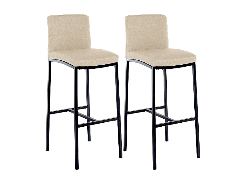 Lot de 2  Tabouret de bar - Tissu - Crème - Freeport