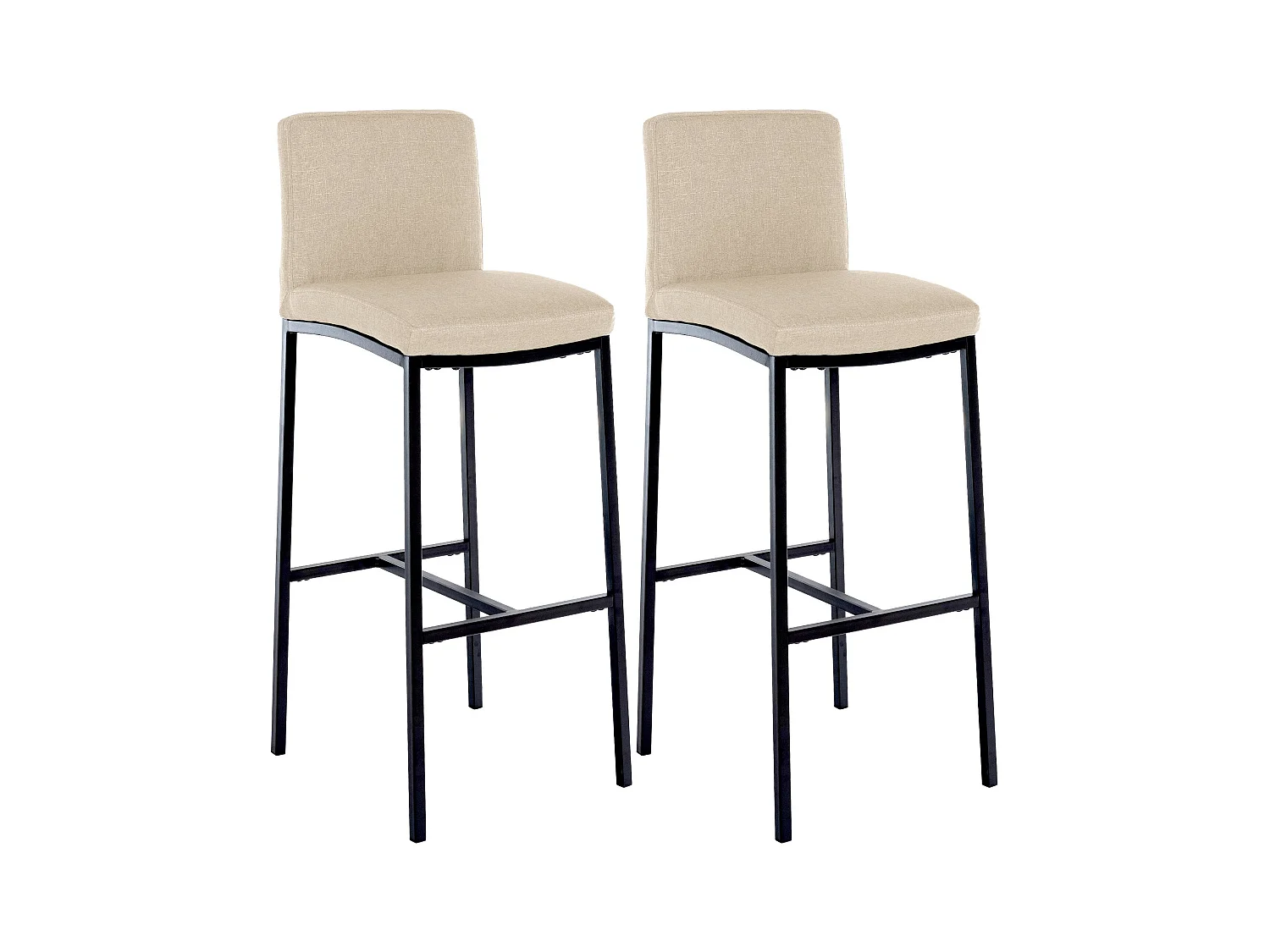 Lot de 2  Tabouret de bar - Tissu - Crème - Freeport