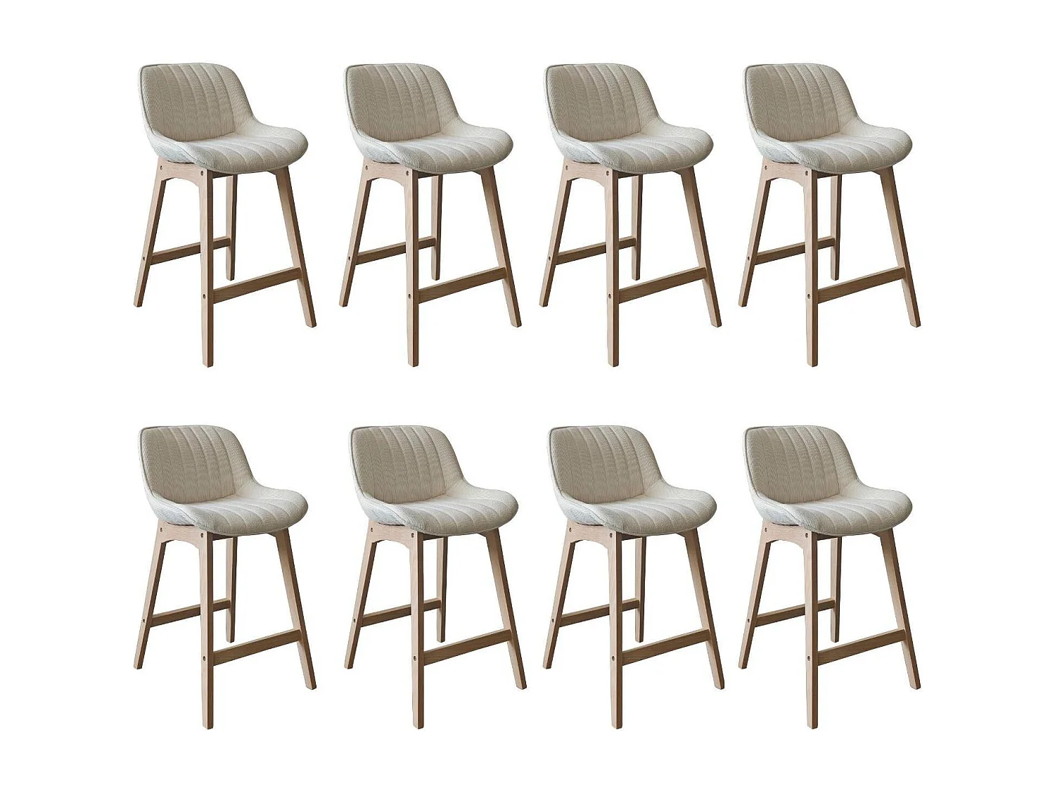 Conjunto de sillas de isla y bar NORDEN de roble de 65 cm con asiento de tela de pana