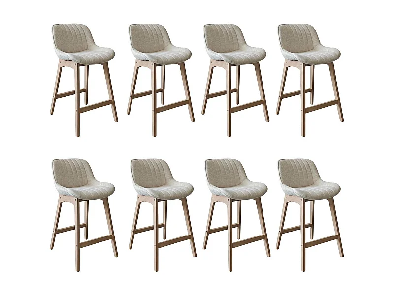 Set van 65 cm NORDEN eikenhouten eiland- en barstoelen met zitting van corduroystof