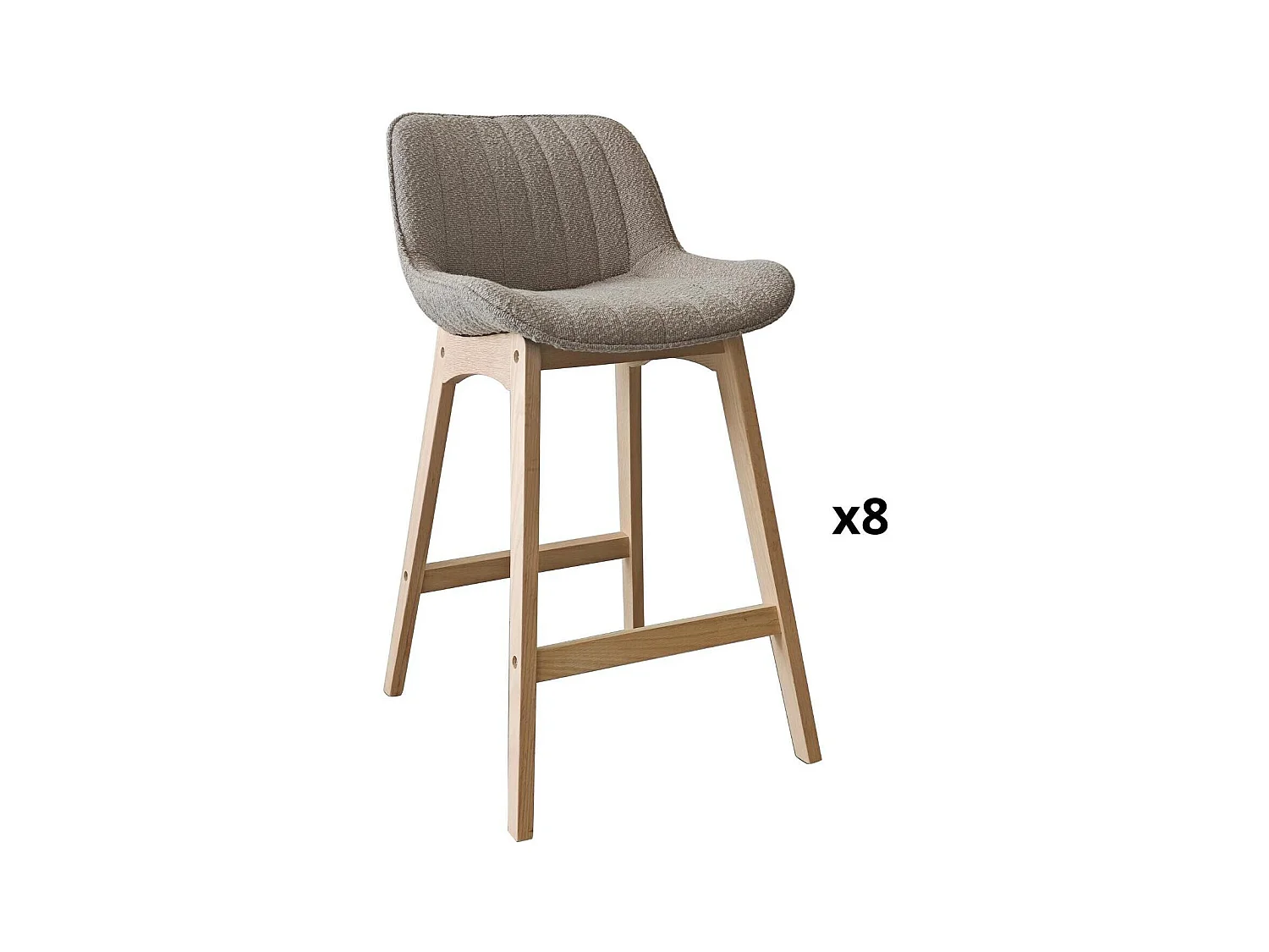 Set aus Insel- und Barstühlen aus Eiche mit 65 cm Sitzfläche aus MILK-Frottee