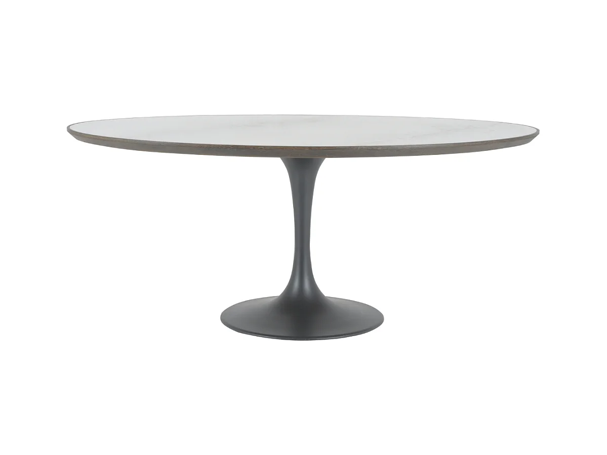 Table de salle à manger ovale en marbre blanc L180 cm - TULIPE
