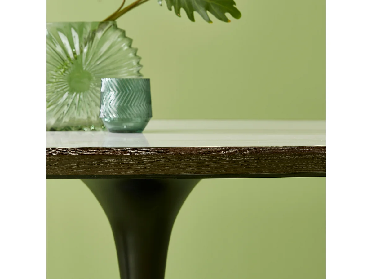 Table de salle à manger ovale en marbre blanc L180 cm - TULIPE