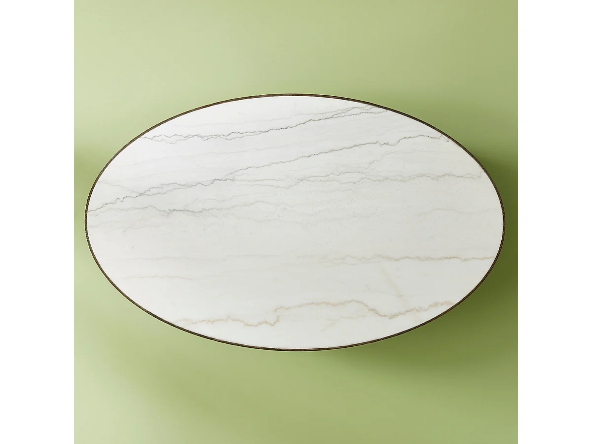 Table de salle à manger ovale en marbre blanc L180 cm - TULIPE
