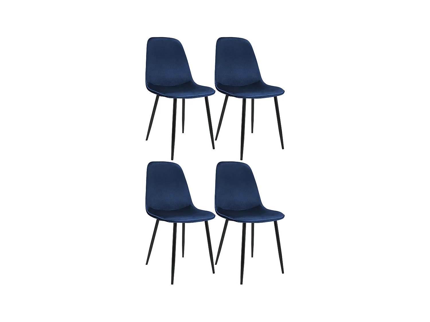 Lot de 4  chaise salle à manger - Velours - Bleu foncé - Maryam