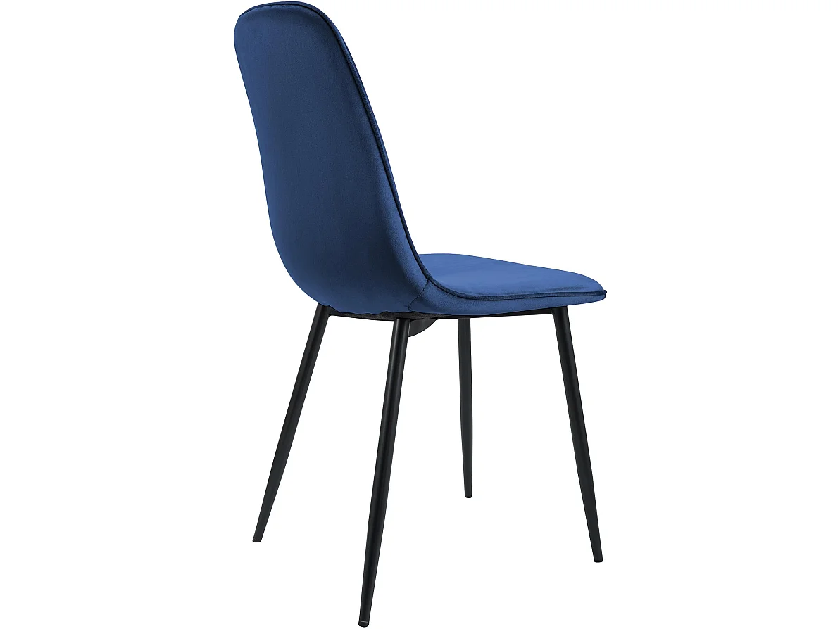 Lot de 4  chaise salle à manger - Velours - Bleu foncé - Maryam