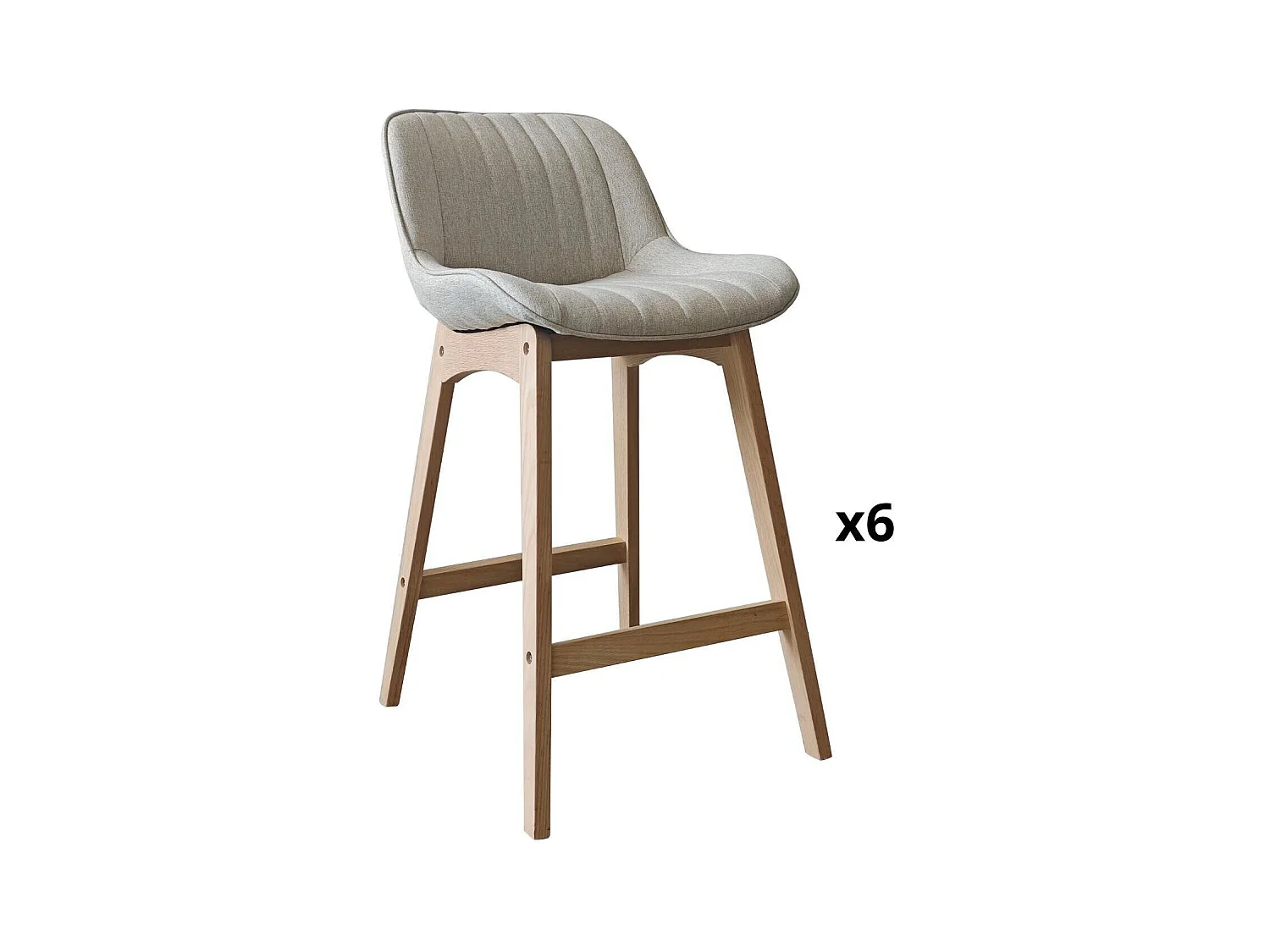 Lot de chaises d'îlot et bar en chêne et assise tissu H65cm