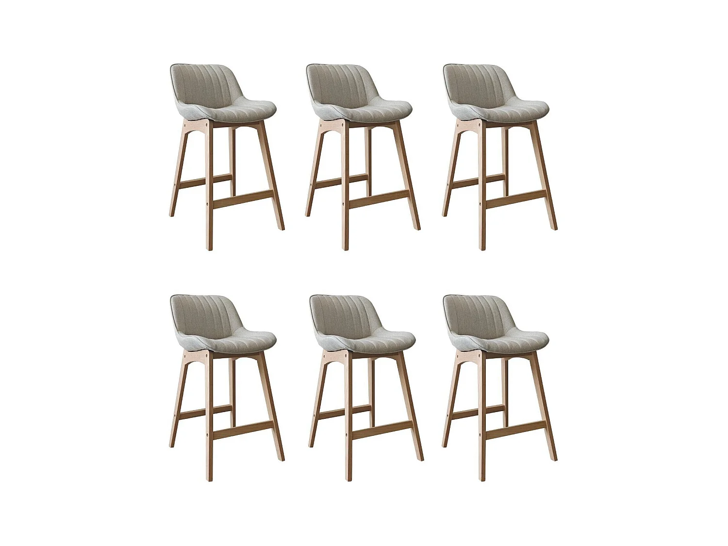 Conjunto de sillas de isla y bar de roble con asiento de tela MELLOW de 65 cm