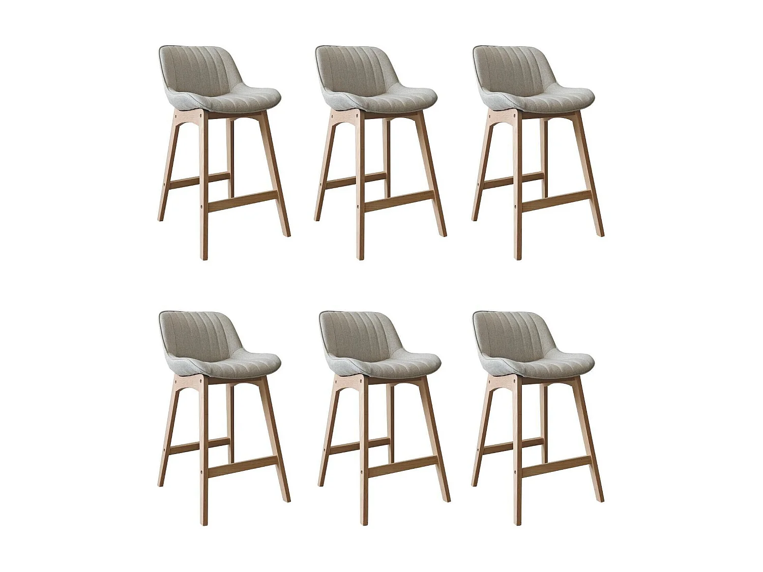 Set van eikenhouten eiland- en barstoelen met een 65 cm MELLOW stoffen zitting