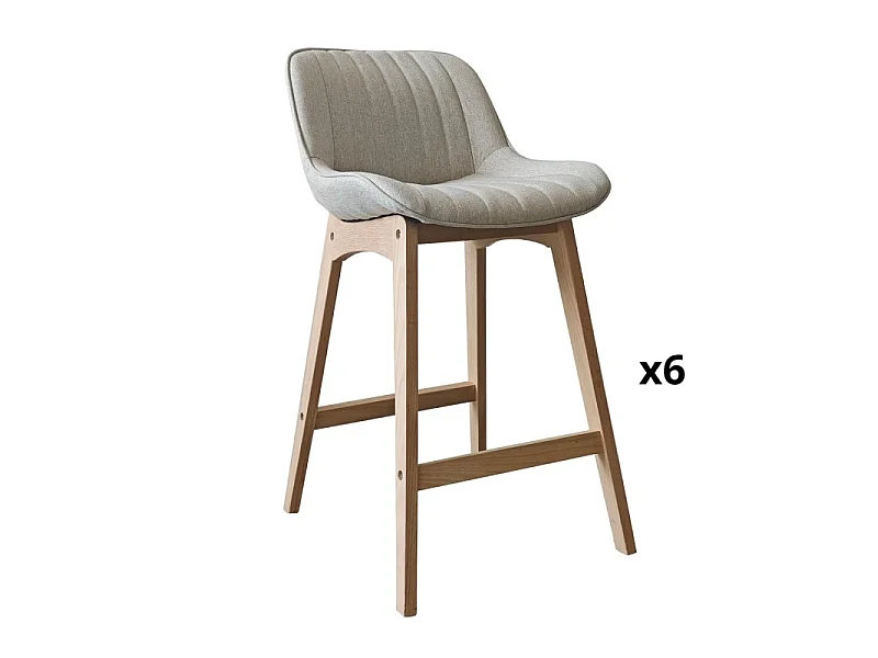 Komplet dębowych krzeseł wyspowych i barowych z siedziskiem z tkaniny MELLOW o szerokości 65 cm