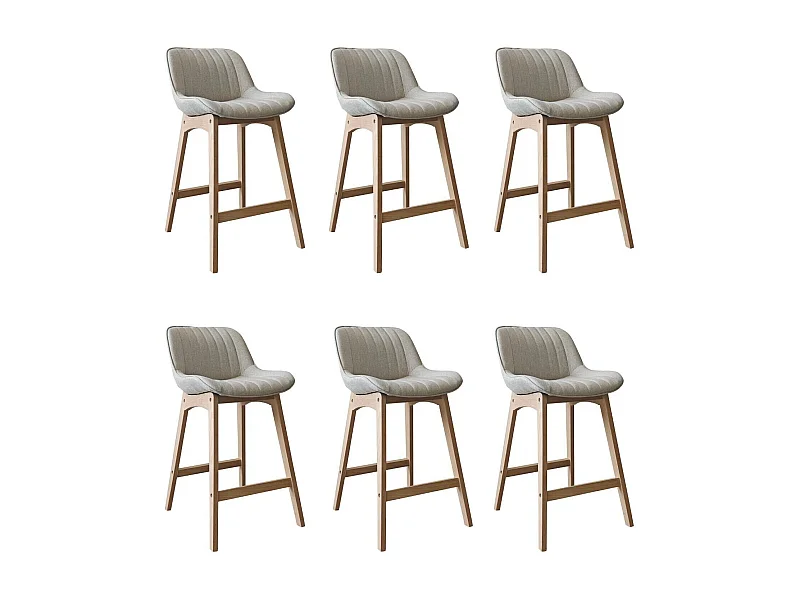 Set di sedie da bar e da isola in rovere con seduta in tessuto MELLOW da 65 cm