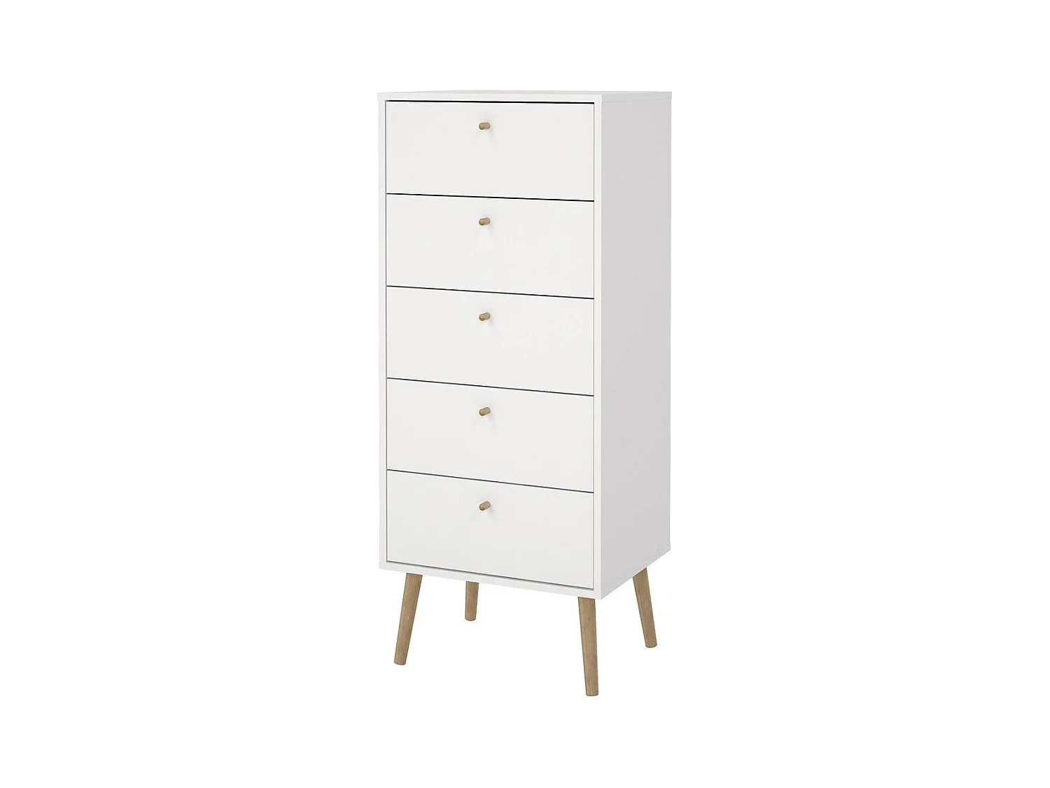 Commode 5 tiroirs avec pieds en bois H120,1 cm - TARP