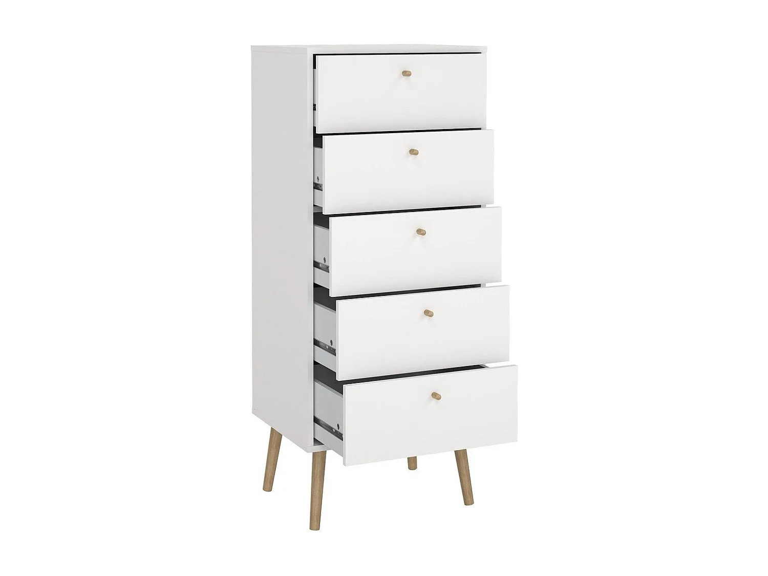 Commode 5 tiroirs avec pieds en bois H120,1 cm - TARP