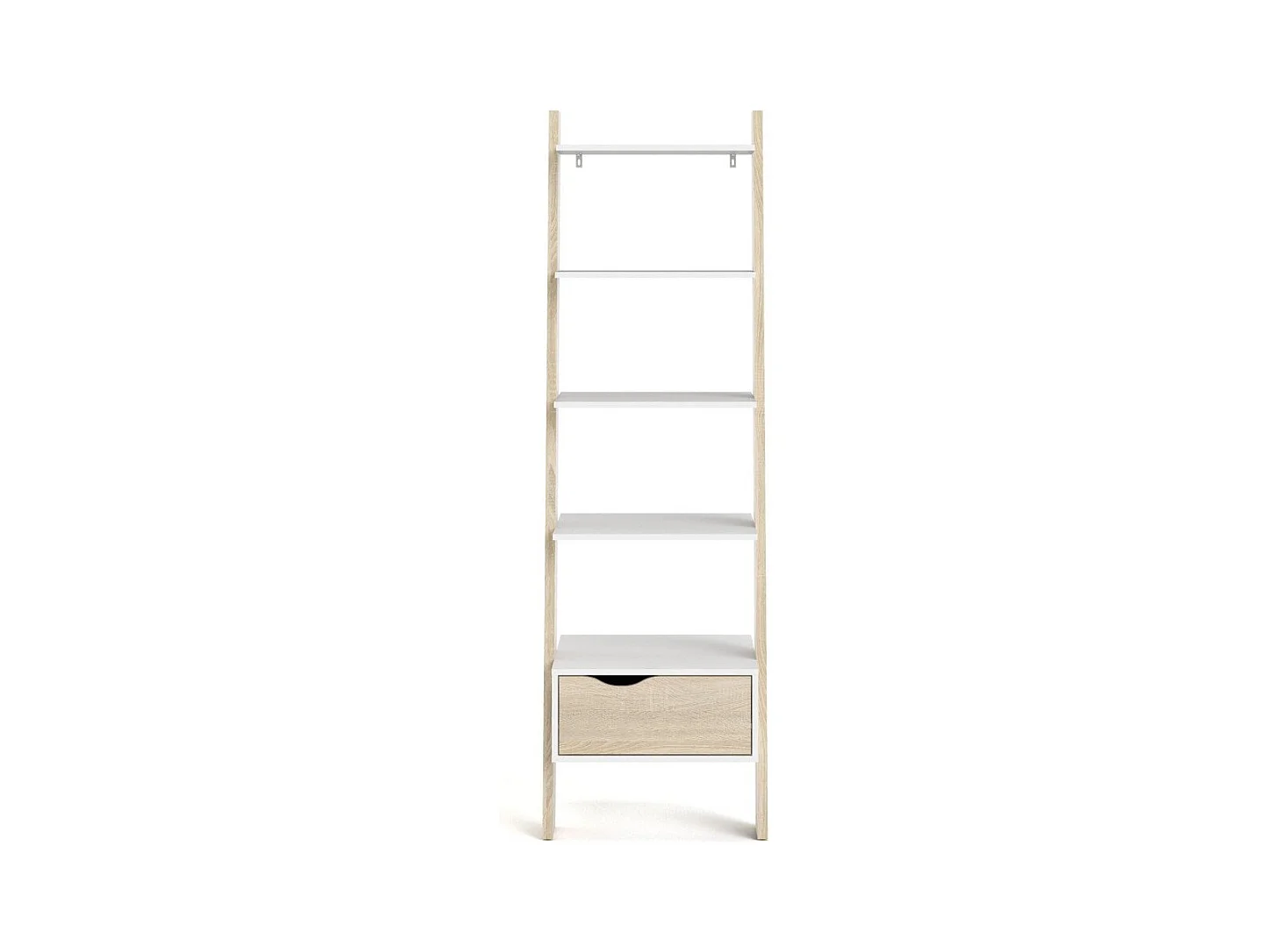 Libreria 4 ripiani, 1 cassetto bianco e rovere decorativo H180,4 cm - BILLUND