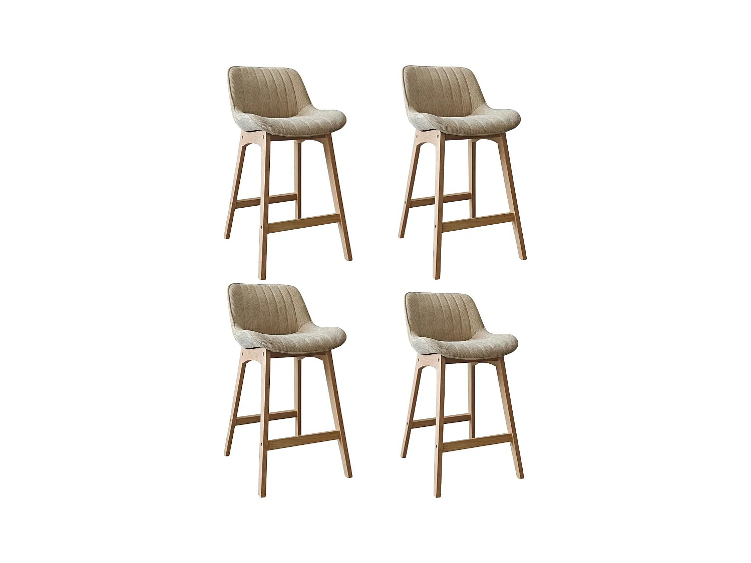 Lot de chaises d'îlot et bar en chêne et assise tissu velours côtelé H65cm