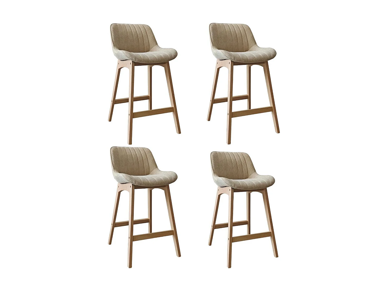 Conjunto de sillas de isla y bar NORDEN de roble de 65 cm con asiento de tela de pana