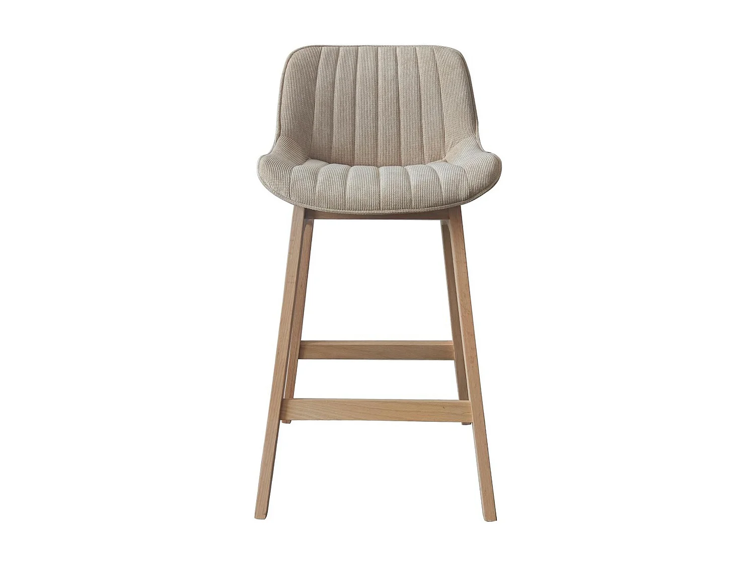 Conjunto de sillas de isla y bar NORDEN de roble de 65 cm con asiento de tela de pana