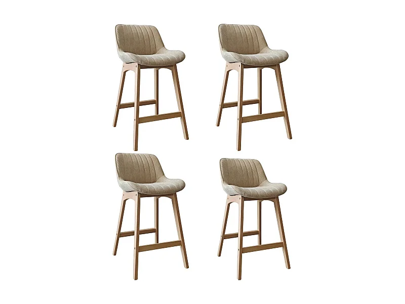 Set mit 65 cm großen NORDEN-Insel- und Barstühlen aus Eiche mit Sitzfläche aus Cordstoff