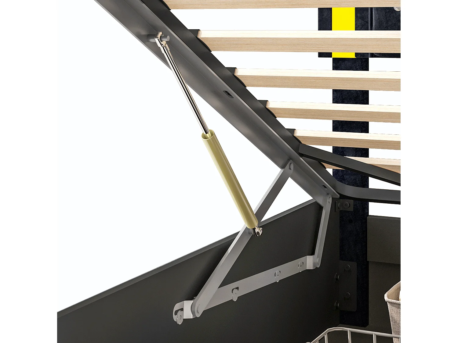 Lit 160x200 cm - NEXU - lit coffre 160x200 cm avec LED - cadre de lit adulte 160x200 cm avec sommier à lattes - tissu en velours - beige