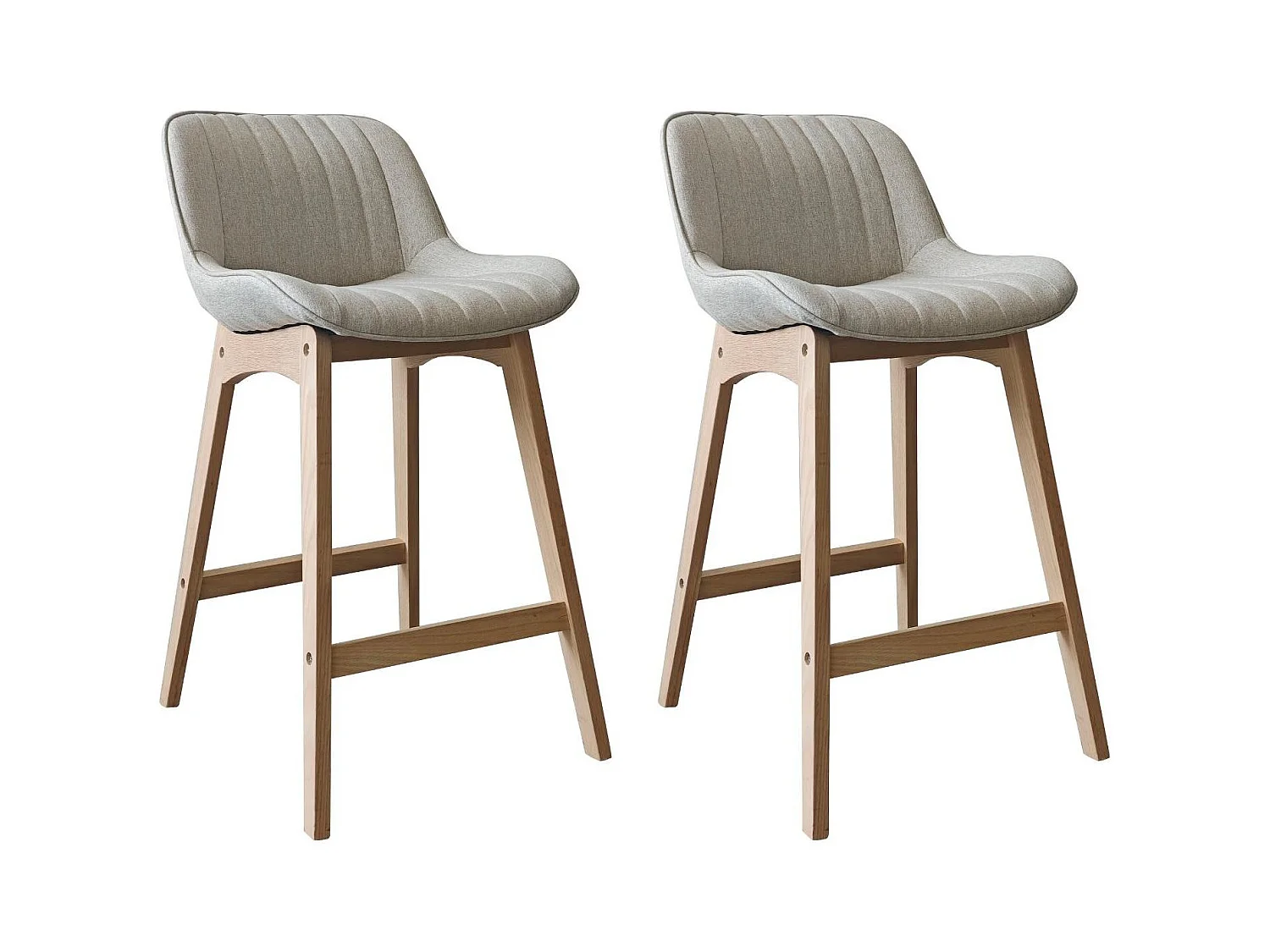 Conjunto de sillas de isla y bar de roble con asiento de tela MELLOW de 65 cm