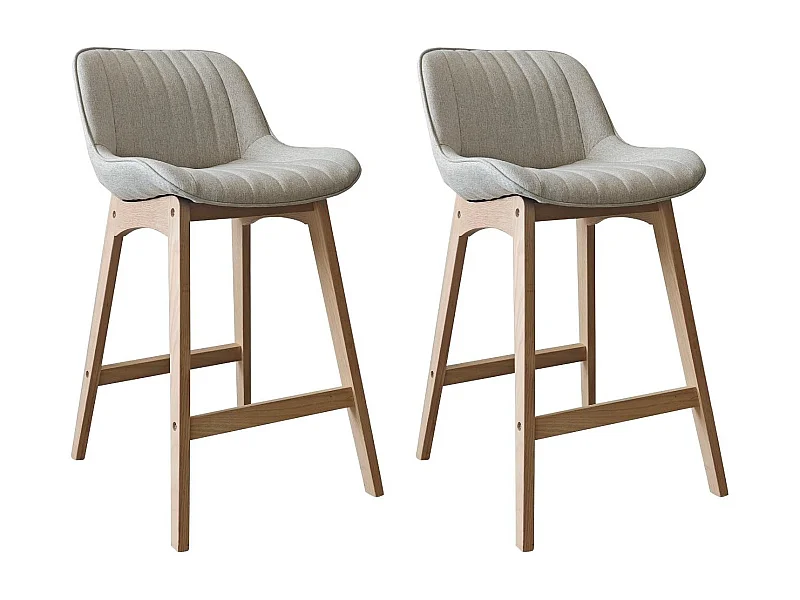 Lot de chaises d'îlot et bar en chêne et assise tissu H65cm