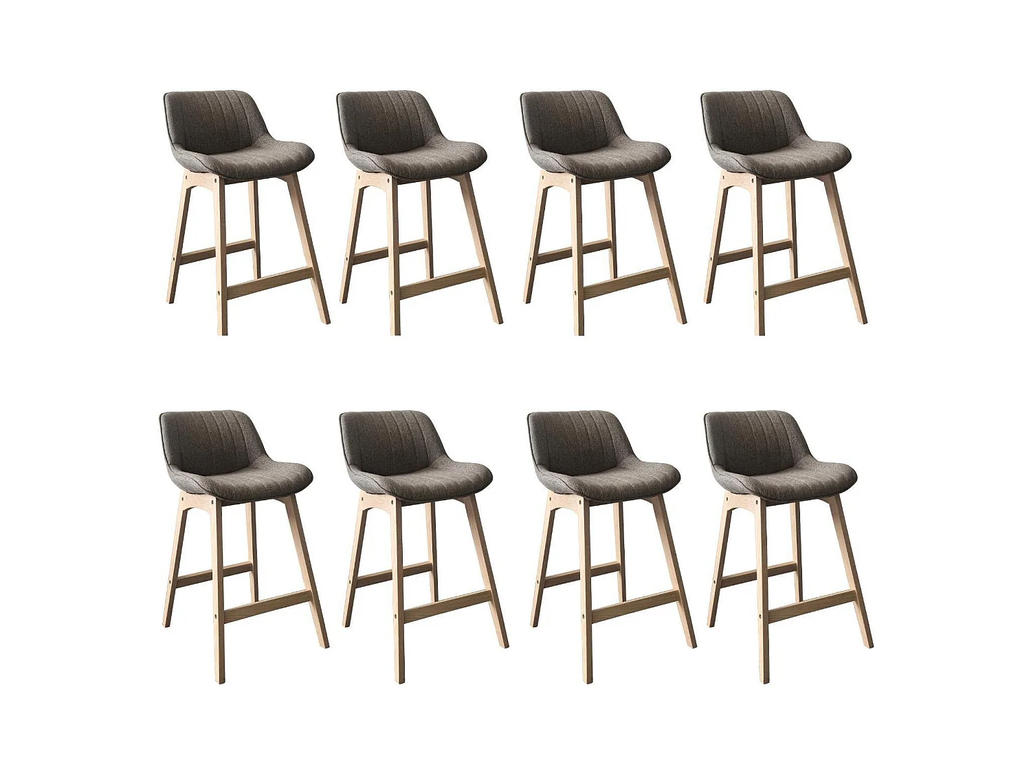 Conjunto de sillas de isla y bar de roble con asiento de tela MELLOW de 65 cm