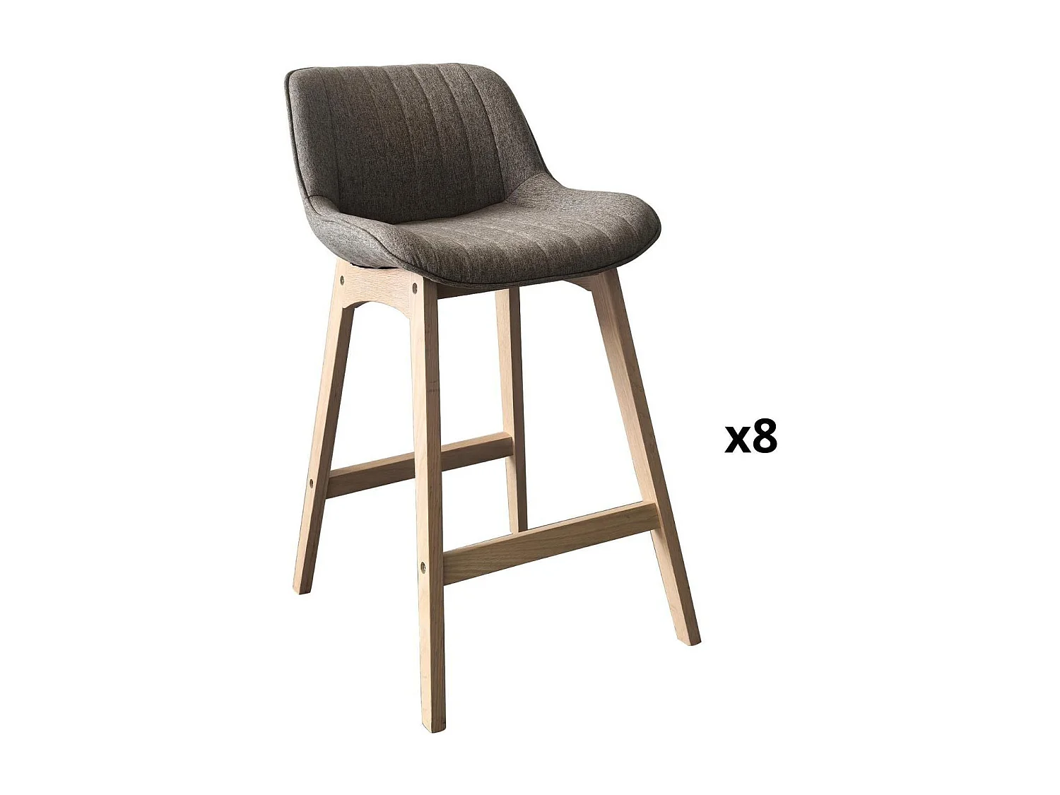 Set van eikenhouten eiland- en barstoelen met een 65 cm MELLOW stoffen zitting