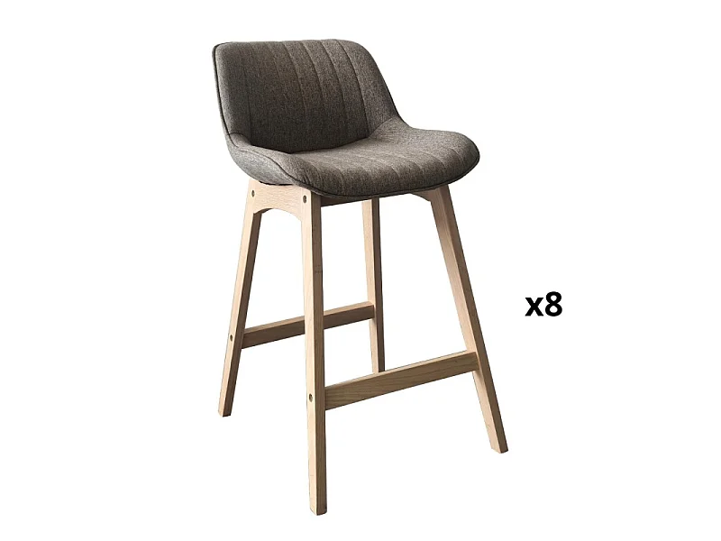 Komplet dębowych krzeseł wyspowych i barowych z siedziskiem z tkaniny MELLOW o szerokości 65 cm