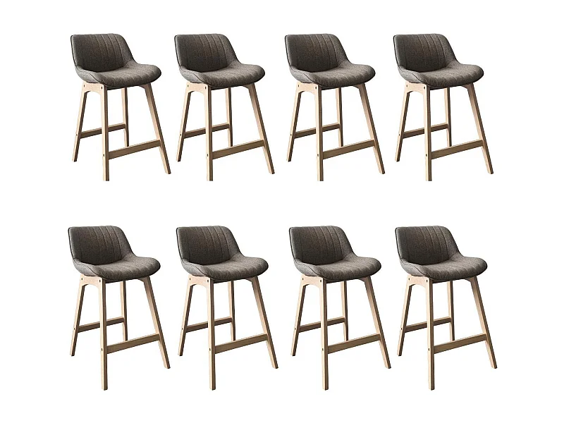 Set di sedie da bar e da isola in rovere con seduta in tessuto MELLOW da 65 cm