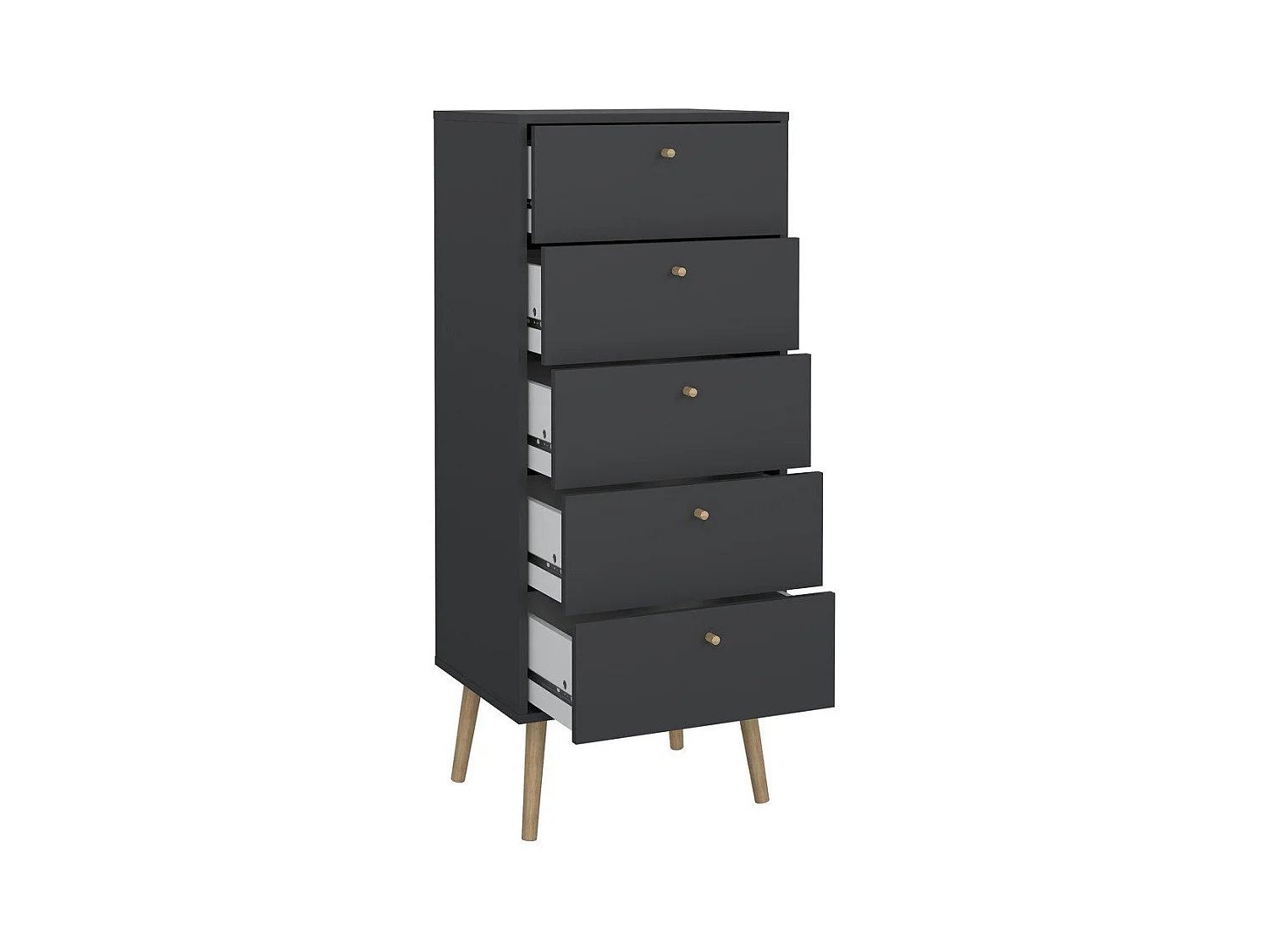 Commode 5 tiroirs avec pieds en bois H120,1 cm - TARP