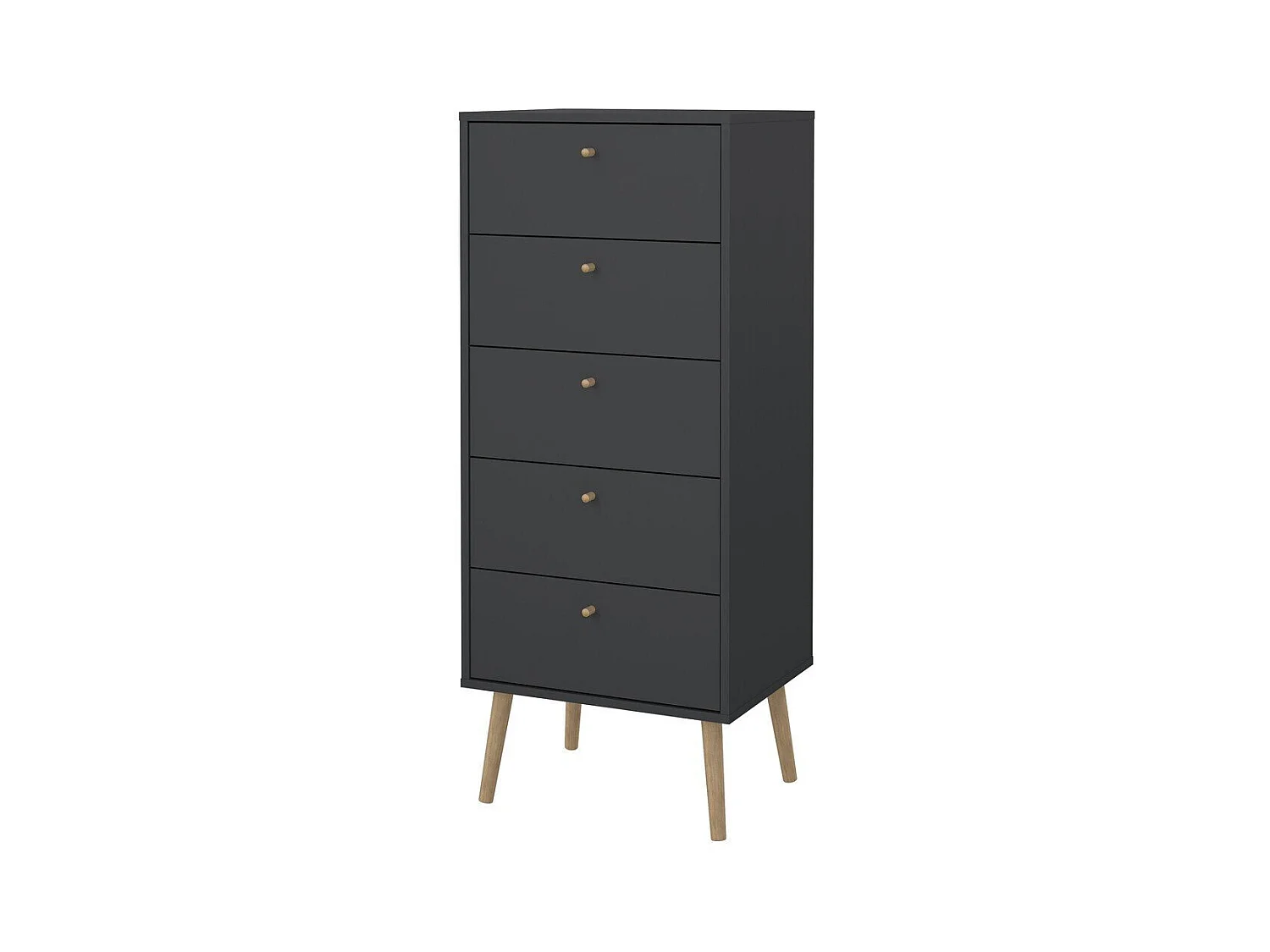Commode 5 tiroirs avec pieds en bois H120,1 cm - TARP