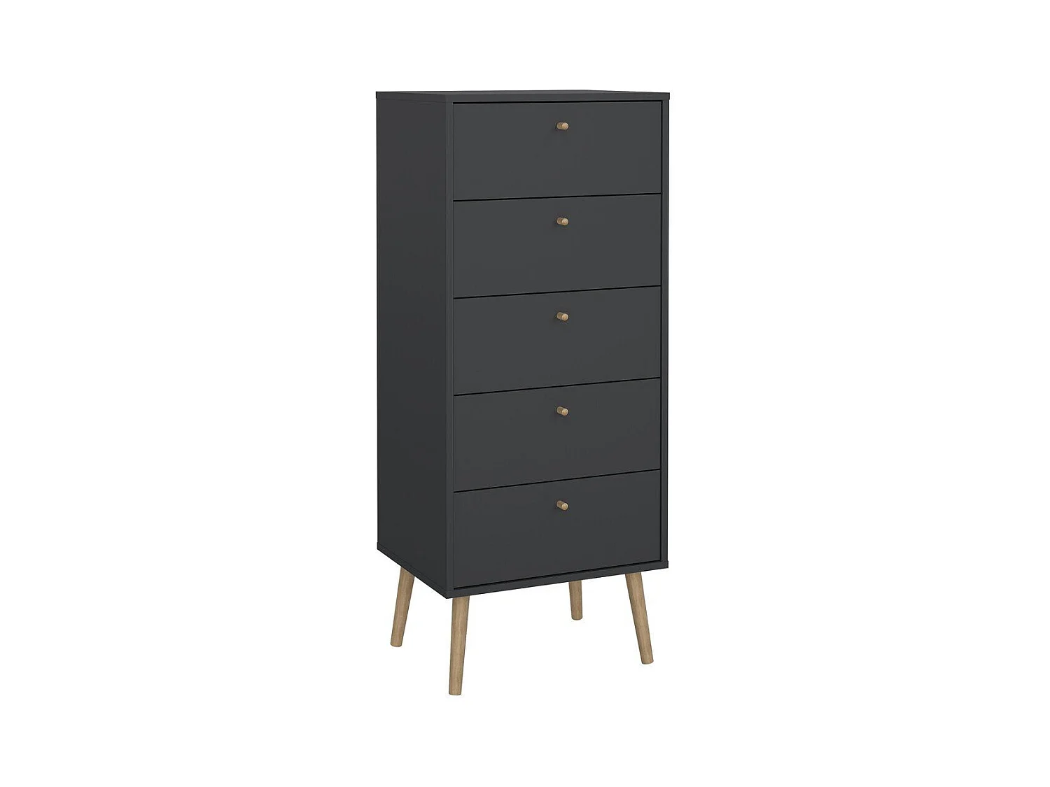 Commode 5 tiroirs avec pieds en bois H120,1 cm - TARP