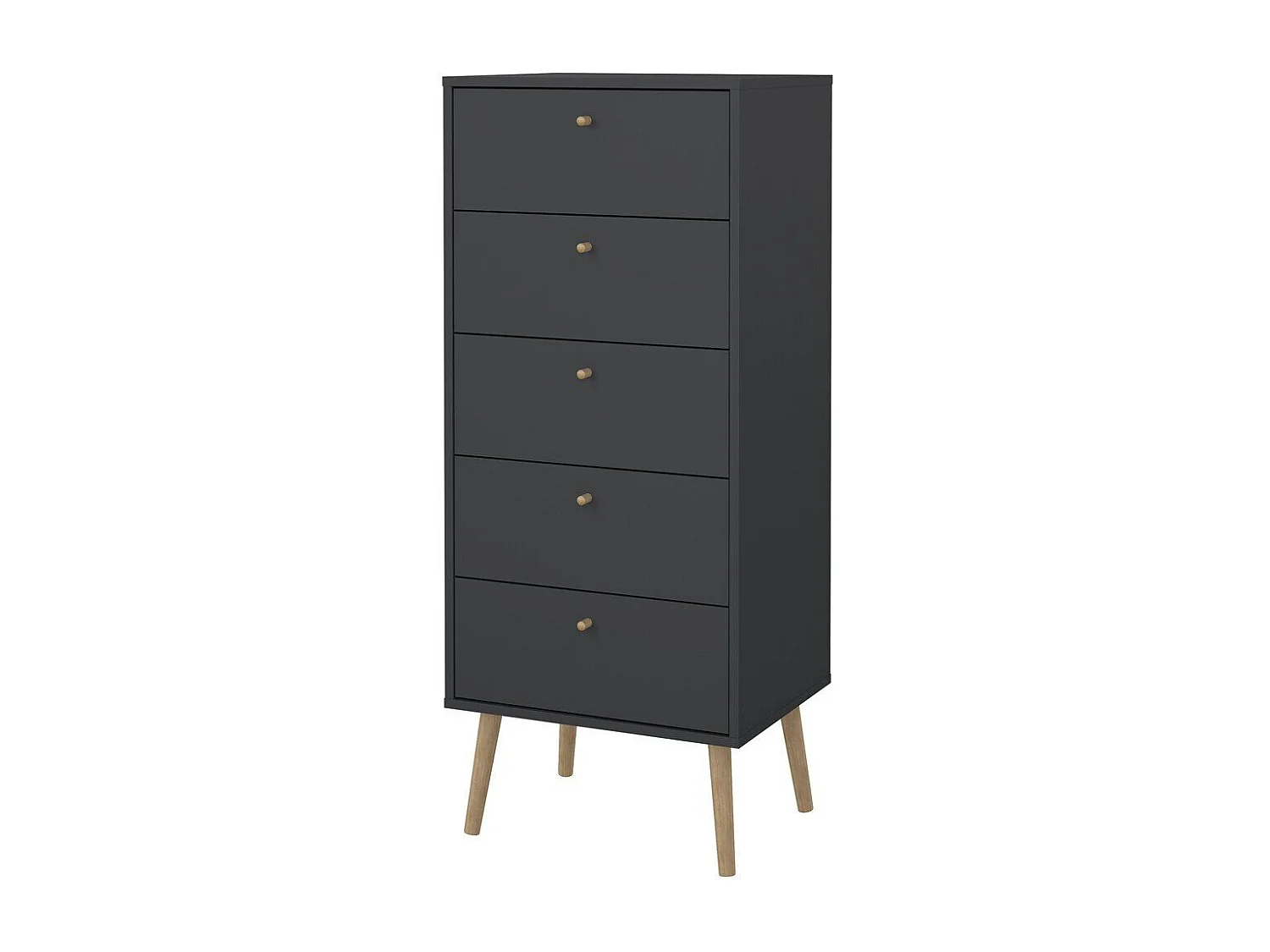 Commode 5 tiroirs avec pieds en bois H120,1 cm - TARP