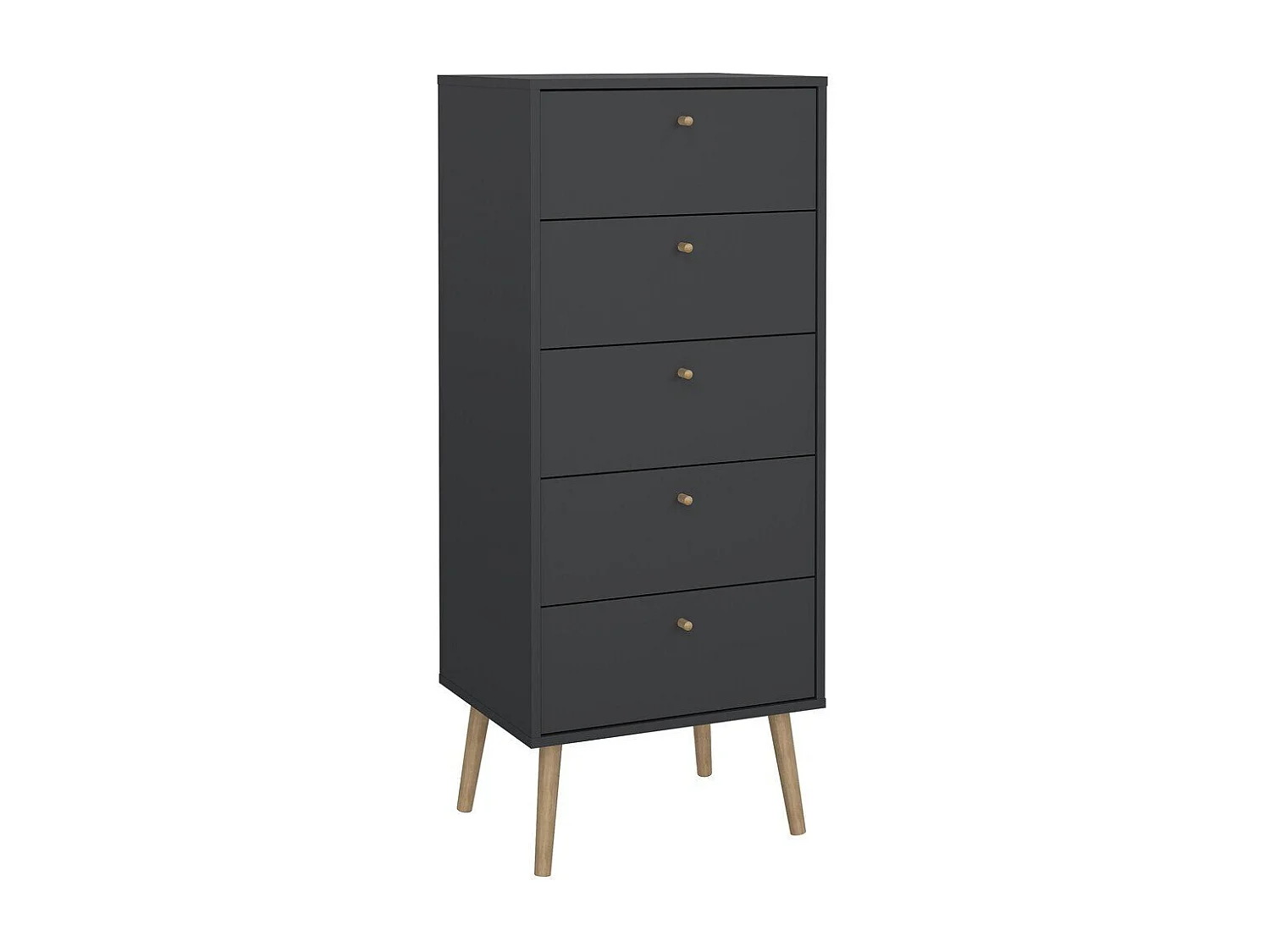 Commode 5 tiroirs avec pieds en bois H120,1 cm - TARP
