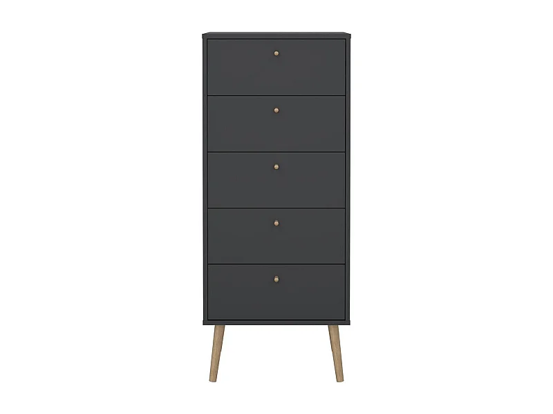 Kommode mit 5 Schubladen und Holzfüßen H120,1 cm – TARP