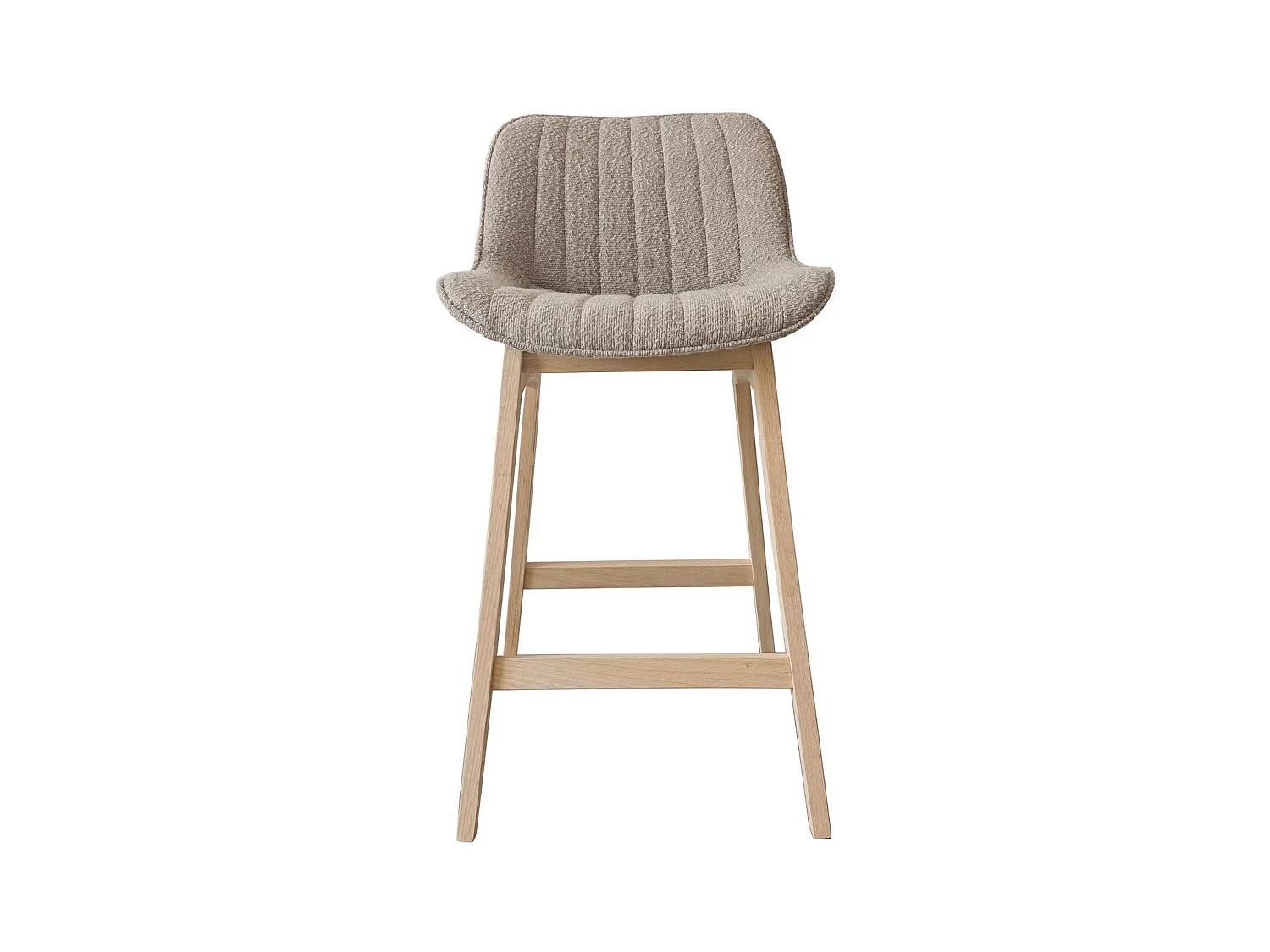 Lot de chaises d'îlot et bar en chêne et assise tissu bouclette H65cm