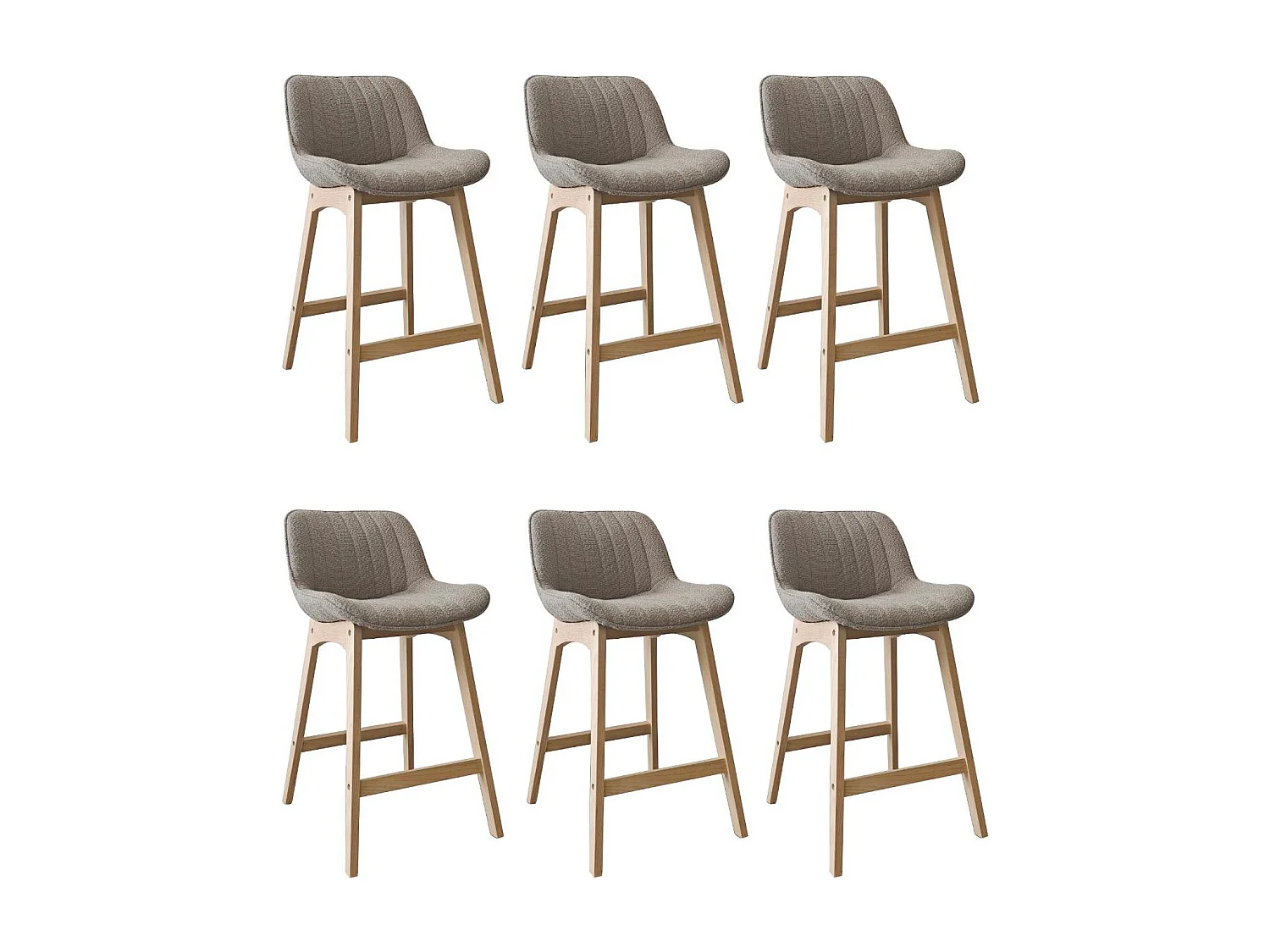 Set aus Insel- und Barstühlen aus Eiche mit 65 cm Sitzfläche aus MILK-Frottee