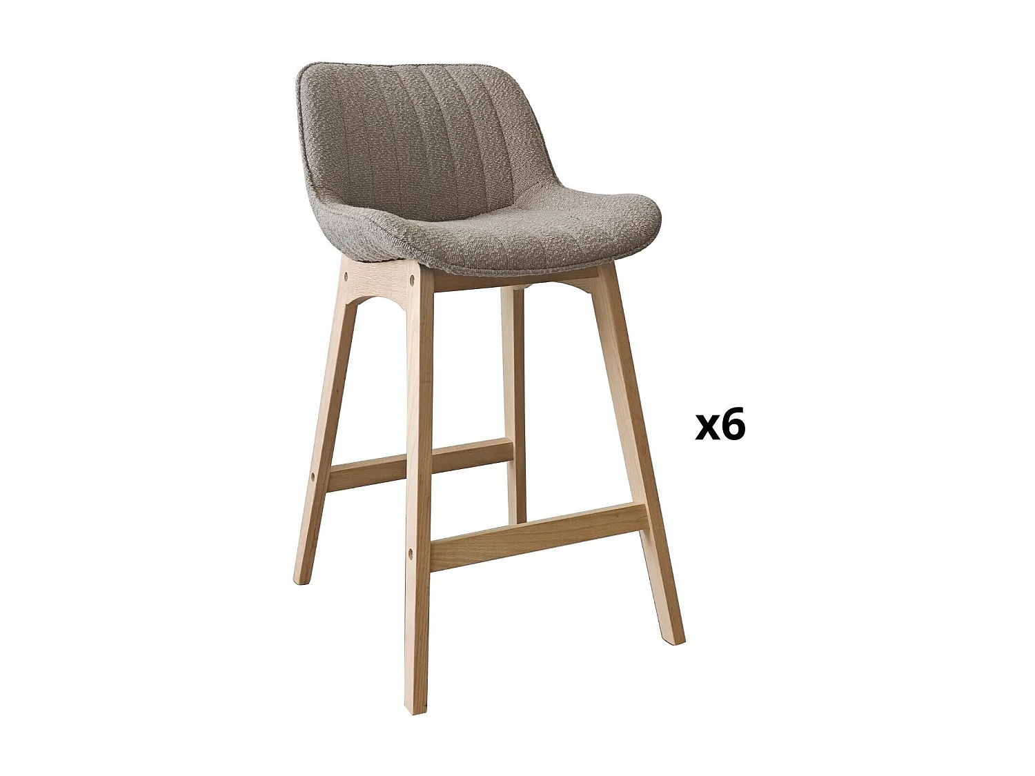 Set aus Insel- und Barstühlen aus Eiche mit 65 cm Sitzfläche aus MILK-Frottee