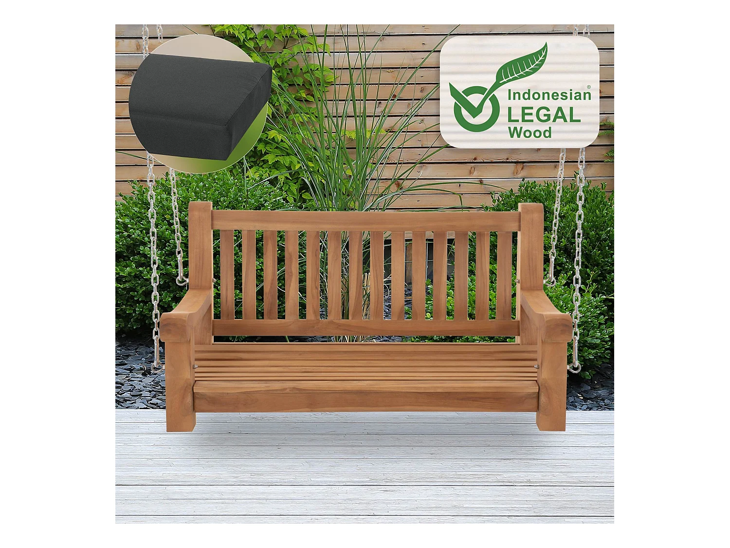 Banc de jardin - Bois - Gris foncé - Joyce